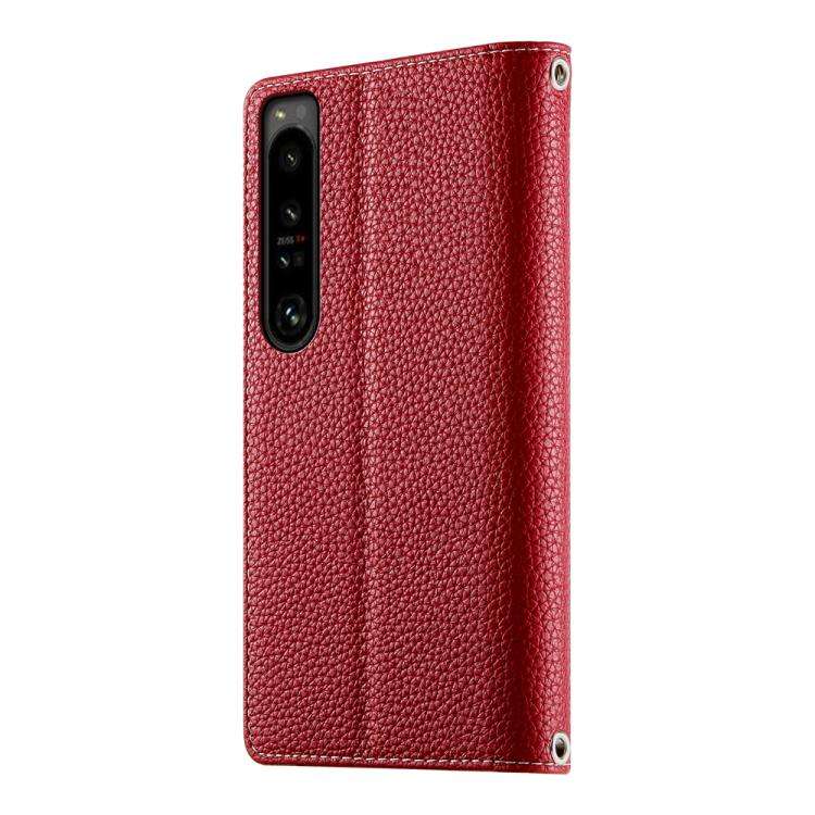 For Sony Xperia 1 IV Stitching Multi-card Zipper Wallet Leather Phone Case with Short Strap(Red)