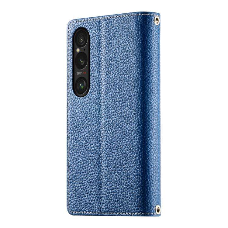 For Sony Xperia 1 VI Stitching Multi-card Zipper Wallet Leather Phone Case with Short Strap(Dark ...