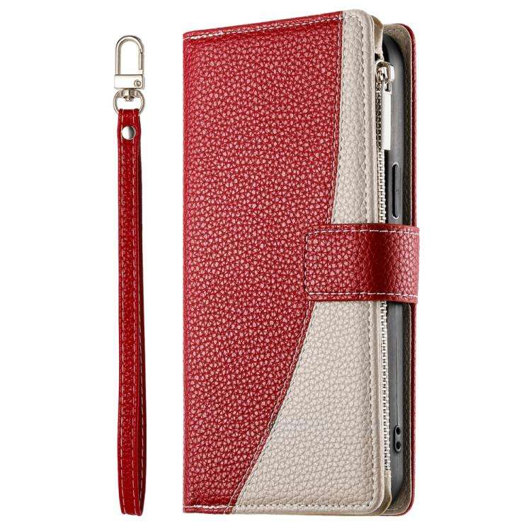 For Sony Xperia 1 VII Stitching Multi-card Zipper Wallet Leather Phone Case with Short Strap(Red)