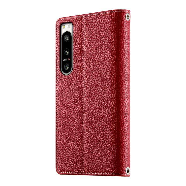 For Sony Xperia 5 IV Stitching Multi-card Zipper Wallet Leather Phone Case with Short Strap(Red)
