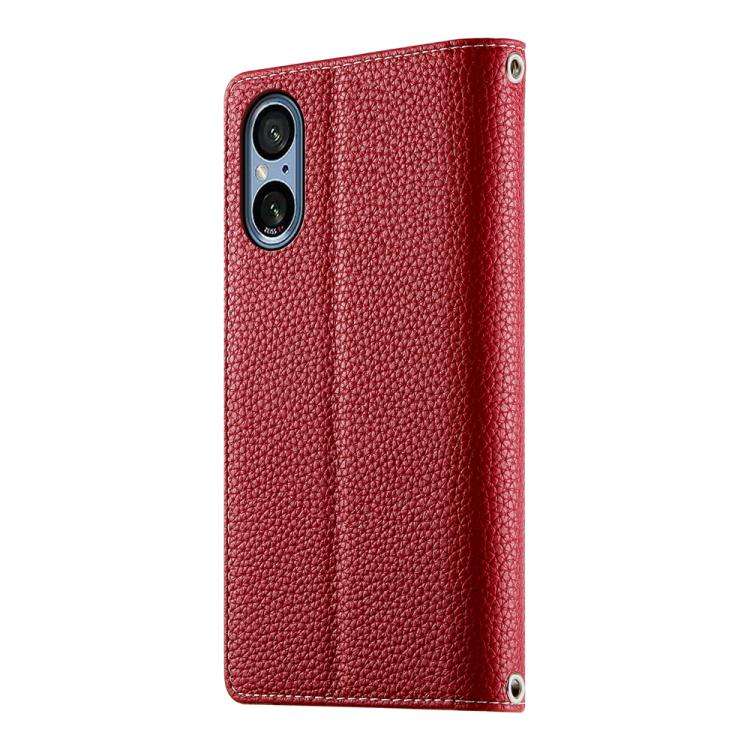 For Sony Xperia 5 V Stitching Multi-card Zipper Wallet Leather Phone Case with Short Strap(Red)