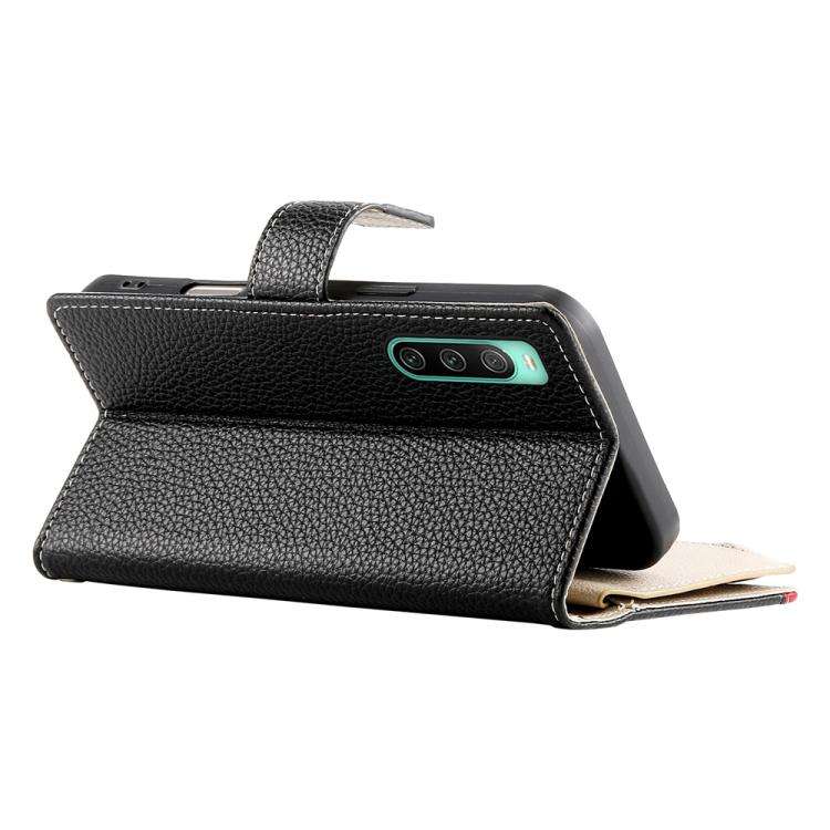 For Sony Xperia 10 IV Stitching Multi-card Zipper Wallet Leather Phone Case with Short Strap(Black)