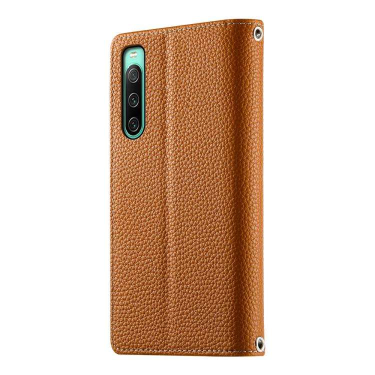 For Sony Xperia 10 IV Stitching Multi-card Zipper Wallet Leather Phone Case with Short Strap(Brown)