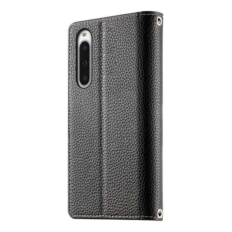 For Sony Xperia 10 V Stitching Multi-card Zipper Wallet Leather Phone Case with Short Strap(Black)