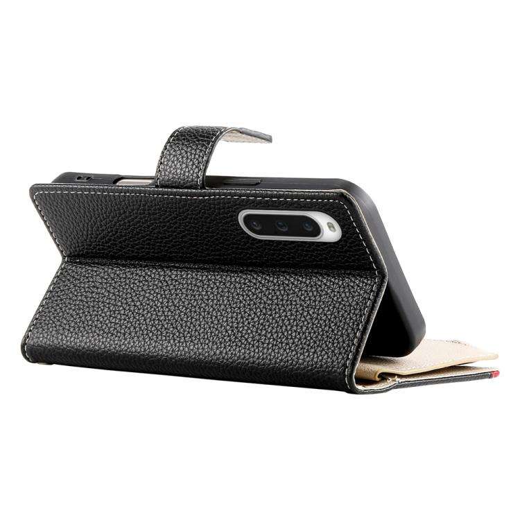 For Sony Xperia 10 V Stitching Multi-card Zipper Wallet Leather Phone Case with Short Strap(Black)