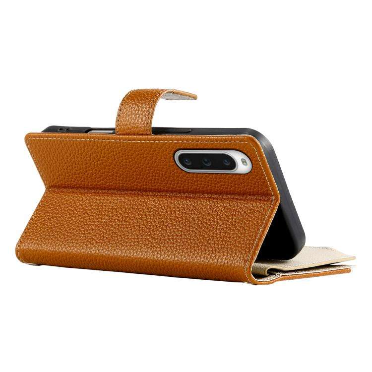 For Sony Xperia 10 V Stitching Multi-card Zipper Wallet Leather Phone Case with Short Strap(Brown)