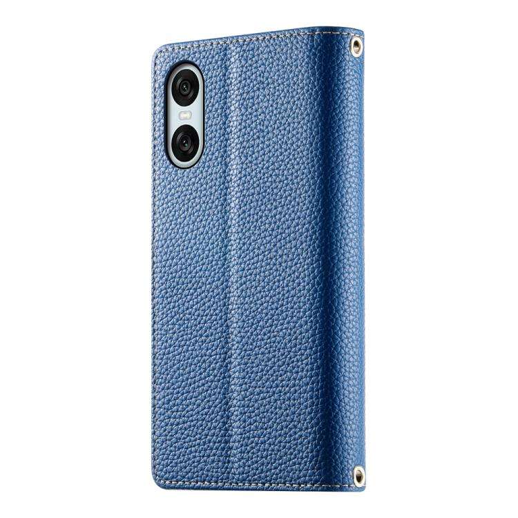 For Sony Xperia 10 VI Stitching Multi-card Zipper Wallet Leather Phone Case with Short Strap(Dark...