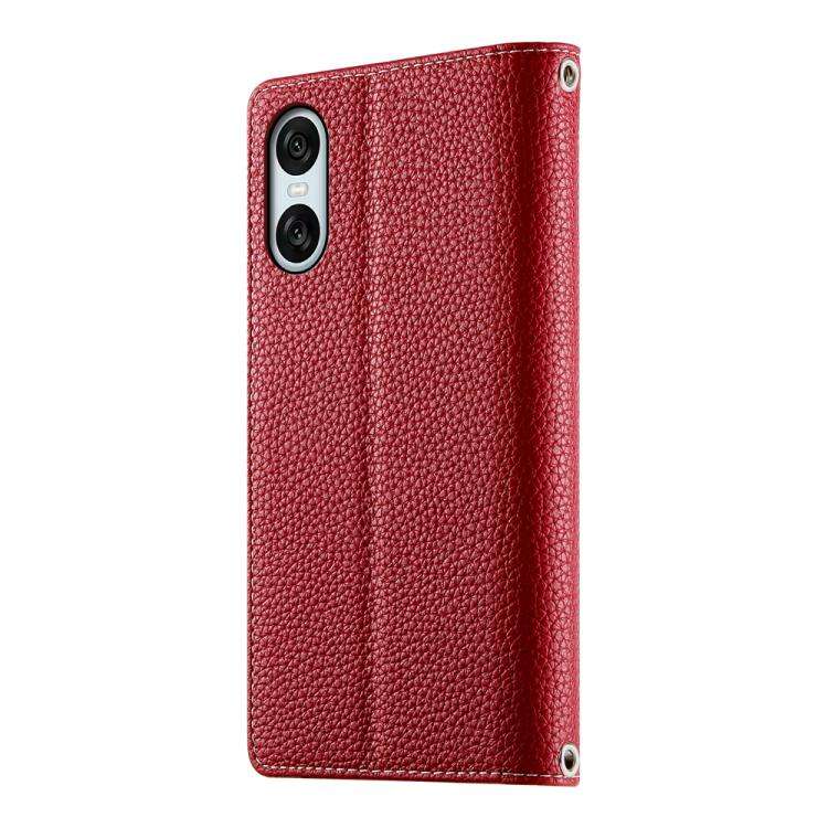 For Sony Xperia 10 VI Stitching Multi-card Zipper Wallet Leather Phone Case with Short Strap(Red)