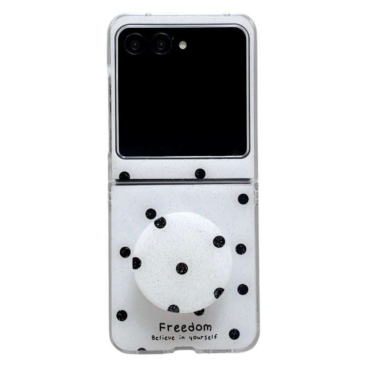 For Motorola Razr 60 Glitter Powder Dots Pattern Phone Case with Holder(White)