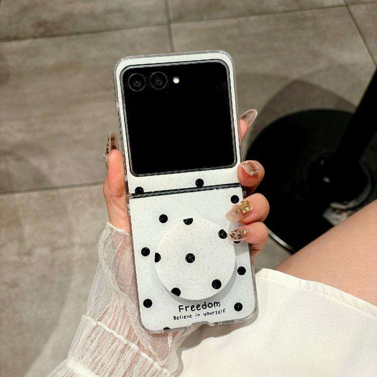 For Motorola Razr 60 Glitter Powder Dots Pattern Phone Case with Holder(White)