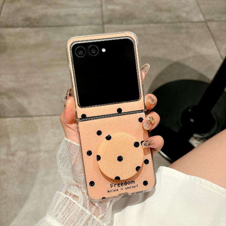 For Motorola Razr 60 Glitter Powder Dots Pattern Phone Case with Holder(Gold)