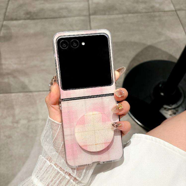 For Motorola Razr 60 Glitter Powder Dots Pattern Phone Case with Holder(Pink)