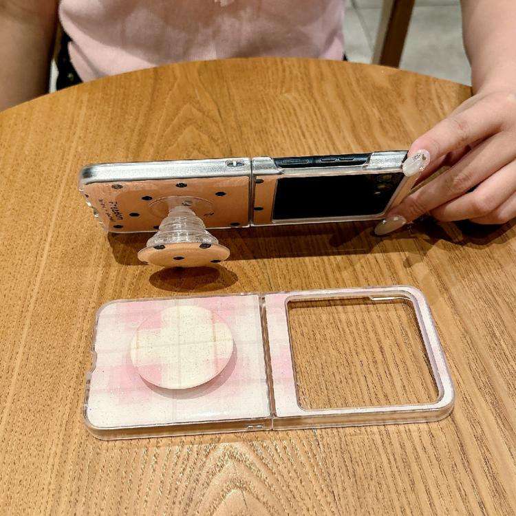 For Motorola Razr 60 Glitter Powder Dots Pattern Phone Case with Holder(Pink)