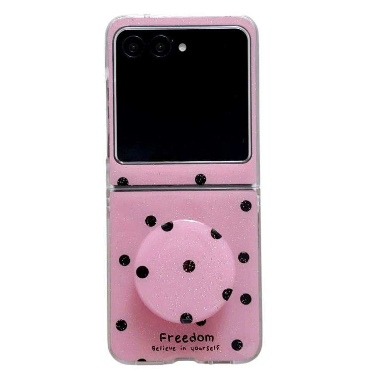 For Motorola Razr 60 Glitter Powder Dots Pattern Phone Case with Holder(Rose Red)