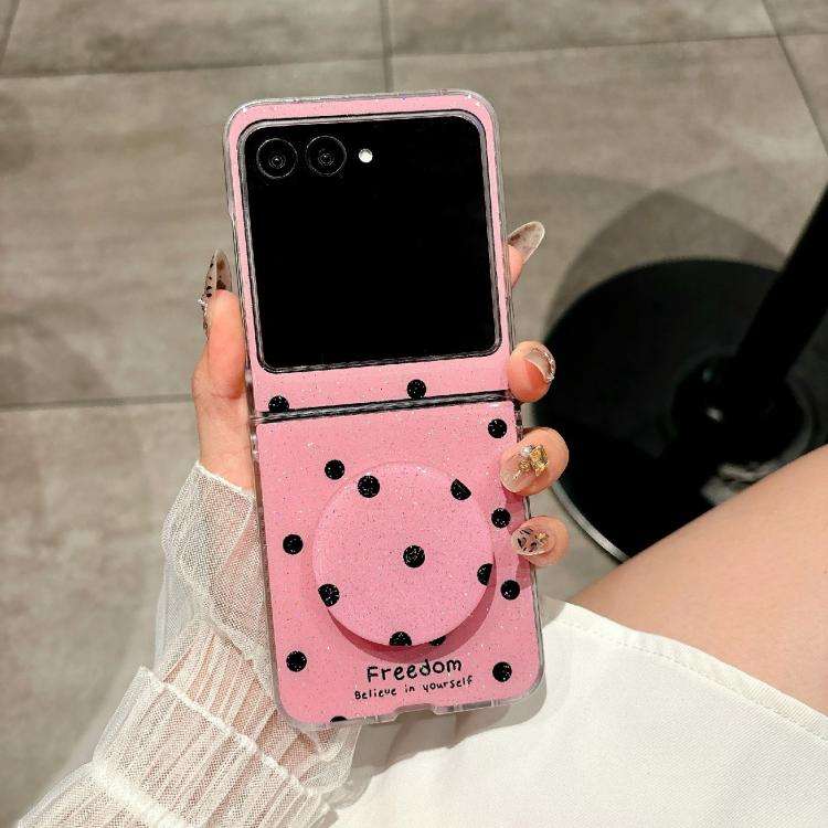 For Motorola Razr 60 Glitter Powder Dots Pattern Phone Case with Holder(Rose Red)