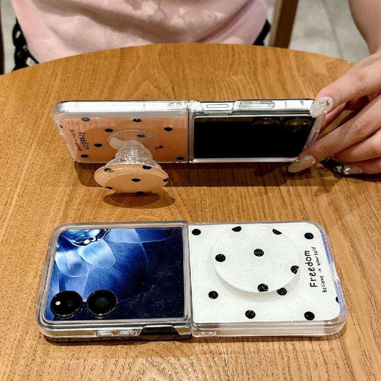 For Honor Magic V Flip Glitter Powder Dots Pattern Phone Case with Holder(White)