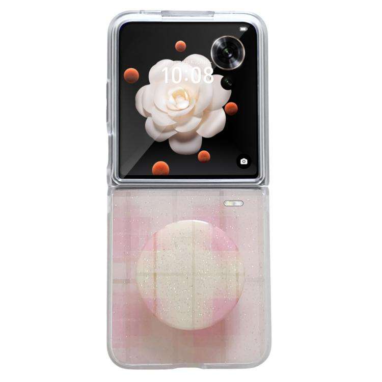 For Honor Magic V Flip Glitter Powder Dots Pattern Phone Case with Holder(Pink)