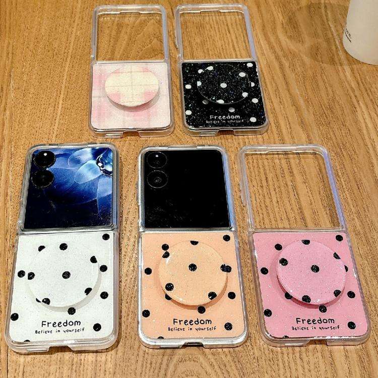 For Honor Magic V Flip Glitter Powder Dots Pattern Phone Case with Holder(Pink)