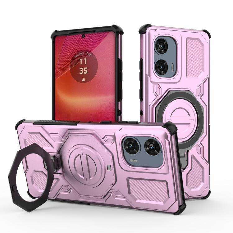 For Motorola Edge 50 Fusion 5G Global J-20 Solid Color MagSafe Magnetic TPU+PC Phone Case(Pink)