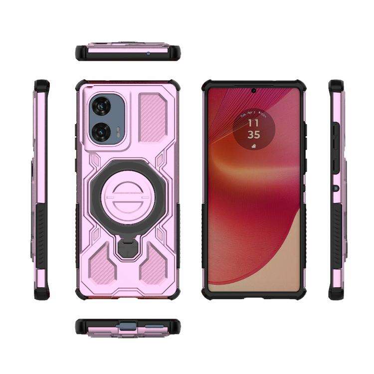 For Motorola Edge 50 Fusion 5G Global J-20 Solid Color MagSafe Magnetic TPU+PC Phone Case(Pink)