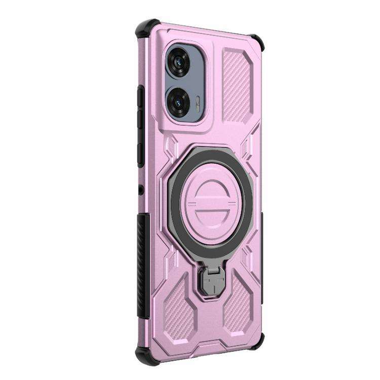 For Motorola Edge 50 Fusion 5G Global J-20 Solid Color MagSafe Magnetic TPU+PC Phone Case(Pink)