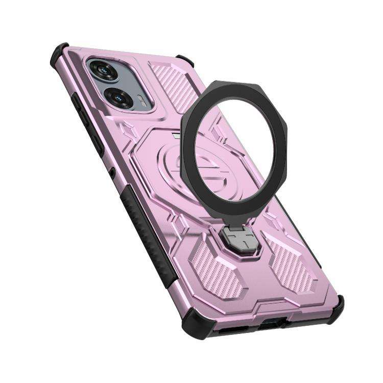 For Motorola Edge 50 Fusion 5G Global J-20 Solid Color MagSafe Magnetic TPU+PC Phone Case(Pink)