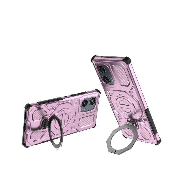 For Motorola Edge 50 Fusion 5G Global J-20 Solid Color MagSafe Magnetic TPU+PC Phone Case(Pink)
