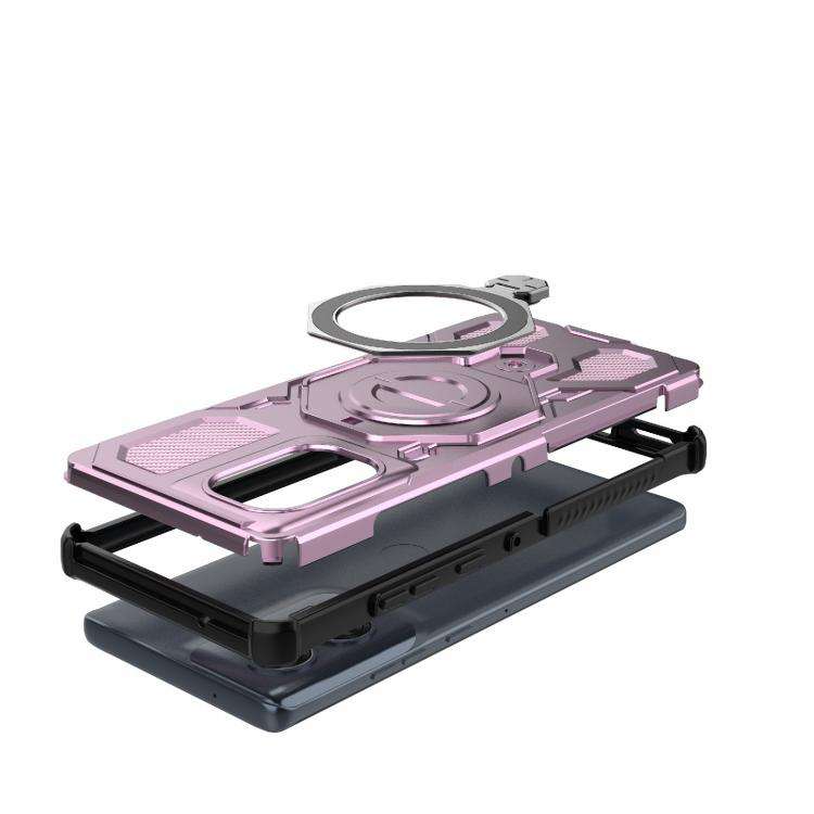 For Motorola Edge 50 Fusion 5G Global J-20 Solid Color MagSafe Magnetic TPU+PC Phone Case(Pink)