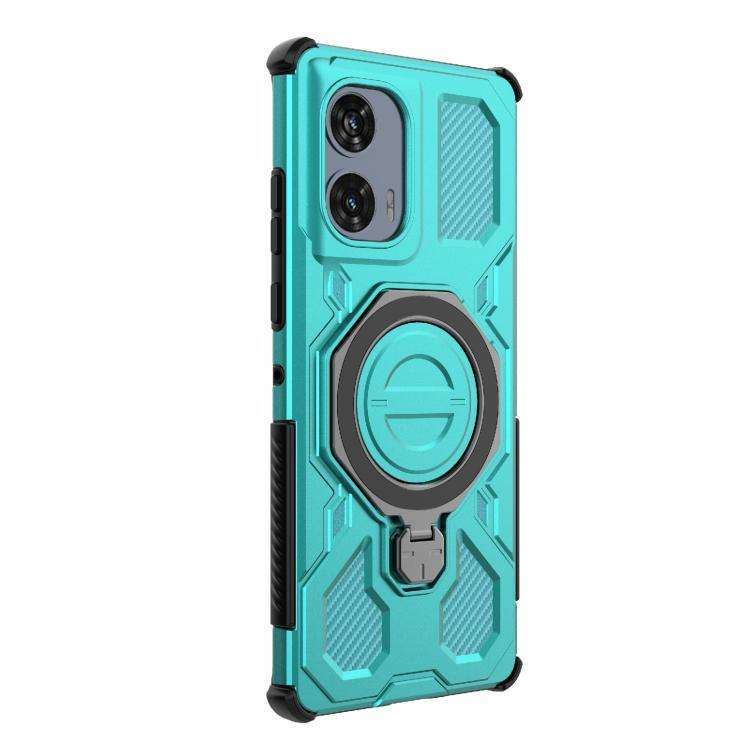For Motorola Edge 50 Fusion 5G Global J-20 Solid Color MagSafe Magnetic TPU+PC Phone Case(Lake Blue)