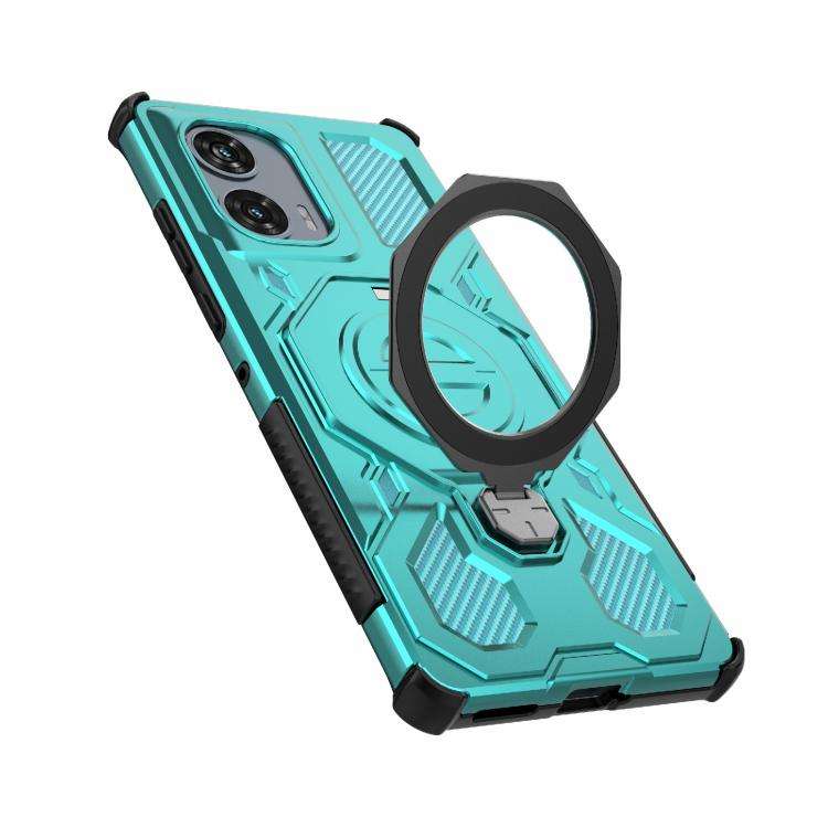 For Motorola Edge 50 Fusion 5G Global J-20 Solid Color MagSafe Magnetic TPU+PC Phone Case(Lake Blue)