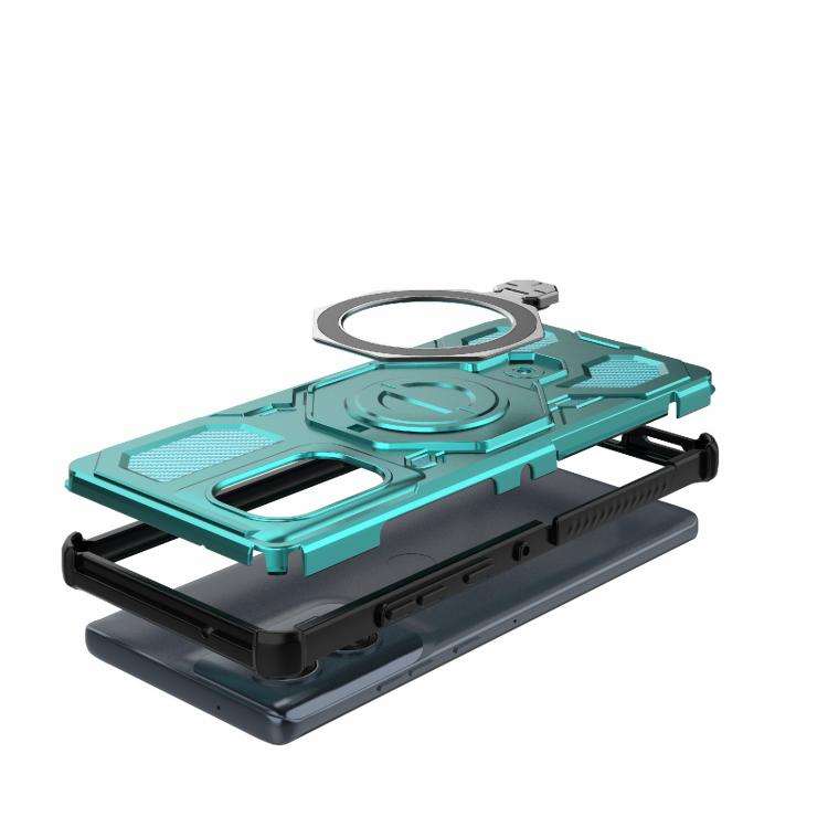 For Motorola Edge 50 Fusion 5G Global J-20 Solid Color MagSafe Magnetic TPU+PC Phone Case(Lake Blue)
