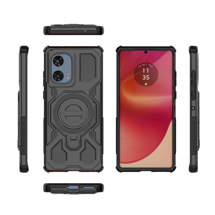 For Motorola Edge 50 Fusion 5G Global J-20 Solid Color MagSafe Magnetic TPU+PC Phone Case(Black)