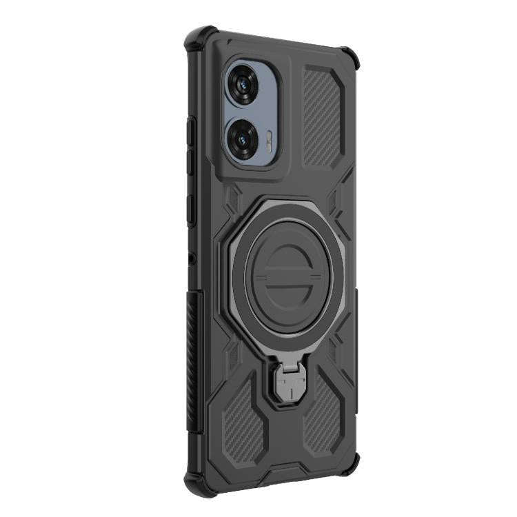 For Motorola Edge 50 Fusion 5G Global J-20 Solid Color MagSafe Magnetic TPU+PC Phone Case(Black)