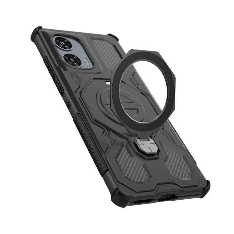 For Motorola Edge 50 Fusion 5G Global J-20 Solid Color MagSafe Magnetic TPU+PC Phone Case(Black)