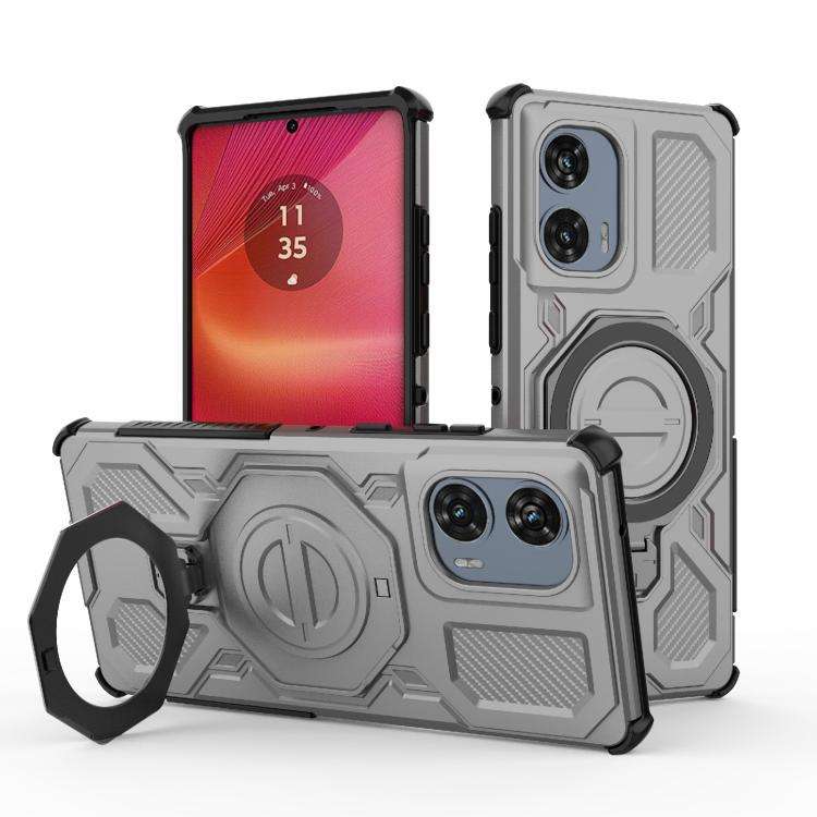 For Motorola Edge 50 Fusion 5G Global J-20 Solid Color MagSafe Magnetic TPU+PC Phone Case(Grey)