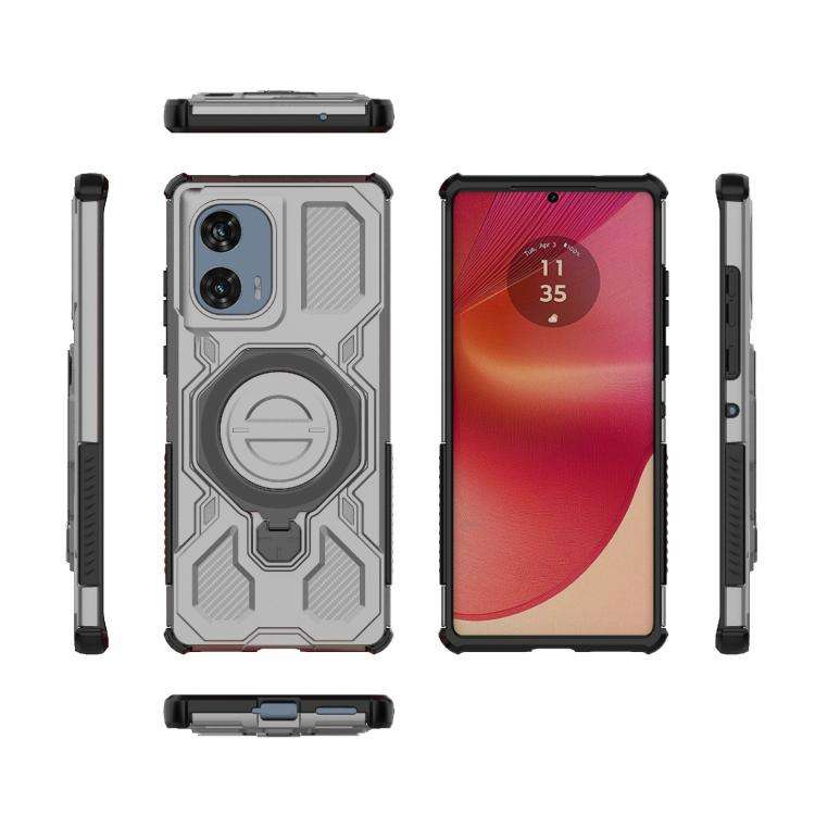 For Motorola Edge 50 Fusion 5G Global J-20 Solid Color MagSafe Magnetic TPU+PC Phone Case(Grey)