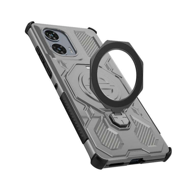 For Motorola Edge 50 Fusion 5G Global J-20 Solid Color MagSafe Magnetic TPU+PC Phone Case(Grey)
