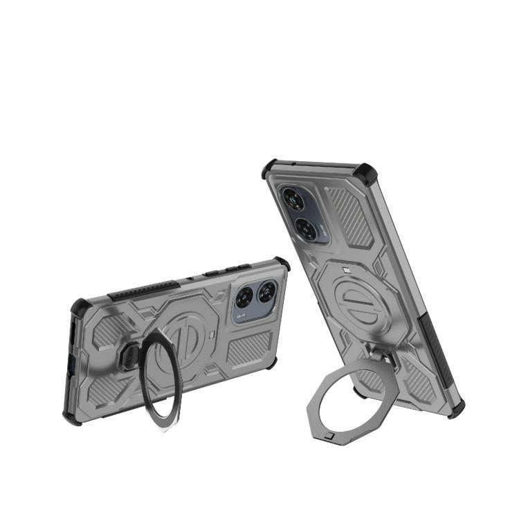 For Motorola Edge 50 Fusion 5G Global J-20 Solid Color MagSafe Magnetic TPU+PC Phone Case(Grey)