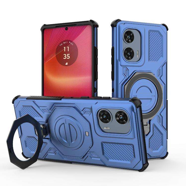 For Motorola Edge 50 Fusion 5G Global J-20 Solid Color MagSafe Magnetic TPU+PC Phone Case(Blue)