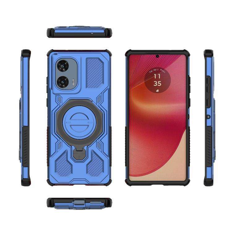 For Motorola Edge 50 Fusion 5G Global J-20 Solid Color MagSafe Magnetic TPU+PC Phone Case(Blue)