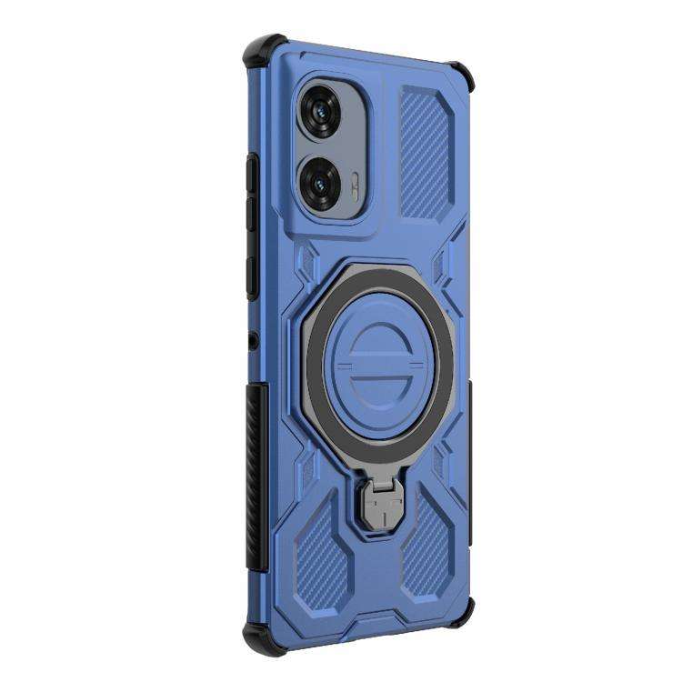 For Motorola Edge 50 Fusion 5G Global J-20 Solid Color MagSafe Magnetic TPU+PC Phone Case(Blue)