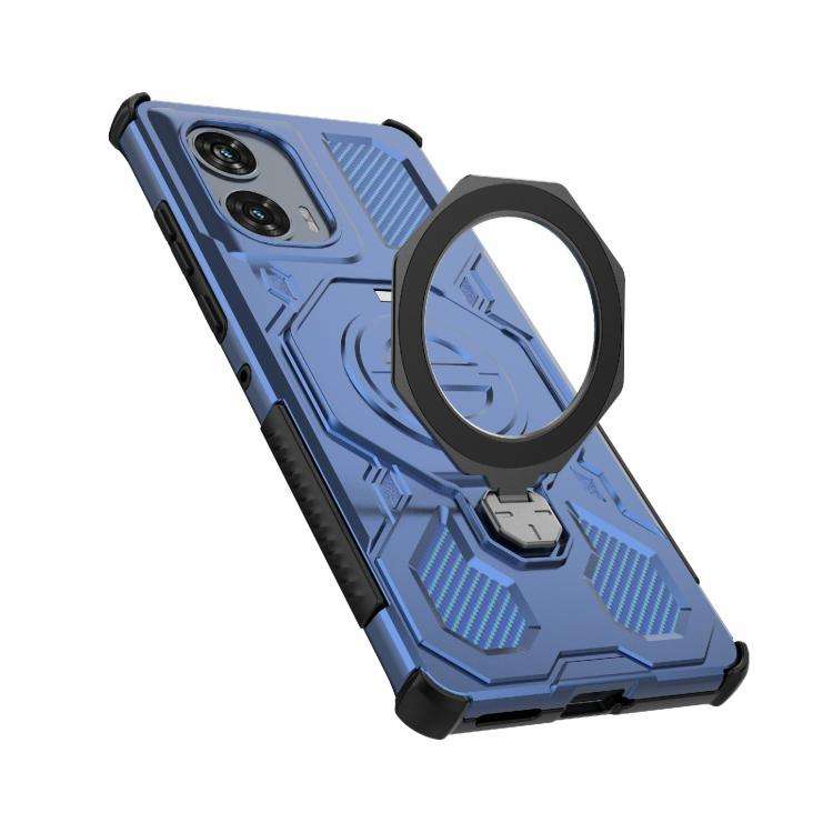 For Motorola Edge 50 Fusion 5G Global J-20 Solid Color MagSafe Magnetic TPU+PC Phone Case(Blue)