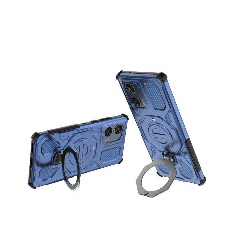 For Motorola Edge 50 Fusion 5G Global J-20 Solid Color MagSafe Magnetic TPU+PC Phone Case(Blue)