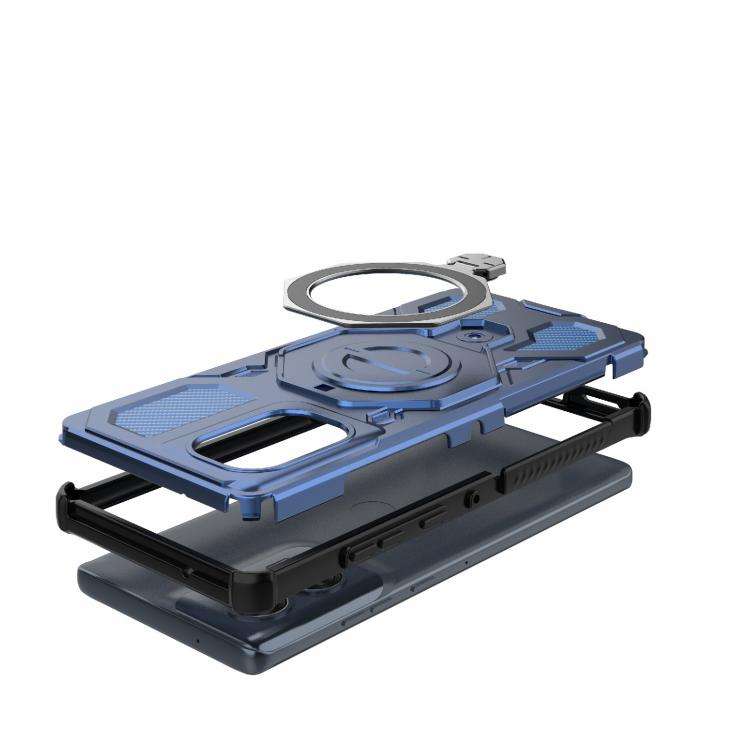 For Motorola Edge 50 Fusion 5G Global J-20 Solid Color MagSafe Magnetic TPU+PC Phone Case(Blue)