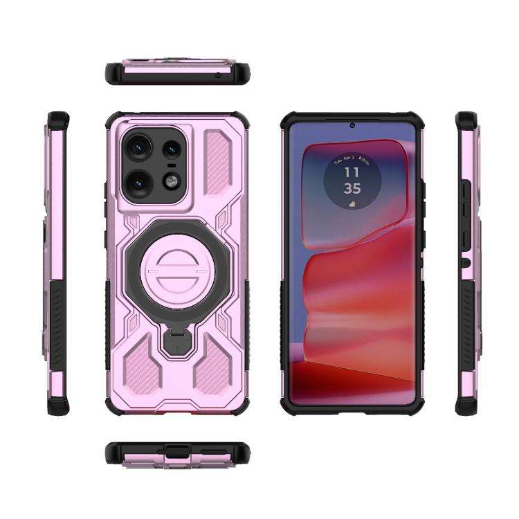 For Motorola Edge 50 Pro 5G Global J-20 Solid Color MagSafe Magnetic TPU+PC Phone Case(Pink)