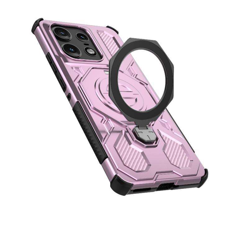 For Motorola Edge 50 Pro 5G Global J-20 Solid Color MagSafe Magnetic TPU+PC Phone Case(Pink)