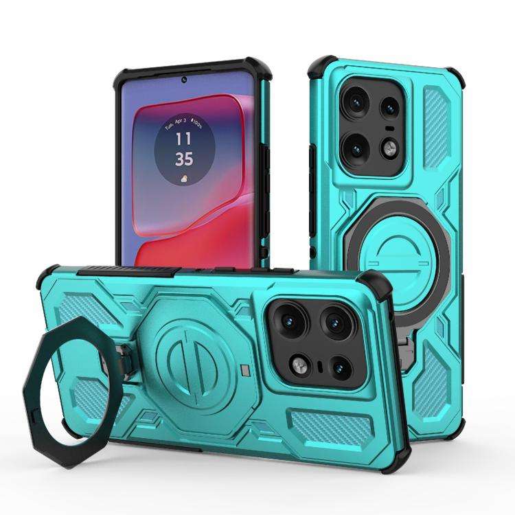 For Motorola Edge 50 Pro 5G Global J-20 Solid Color MagSafe Magnetic TPU+PC Phone Case(Lake Blue)