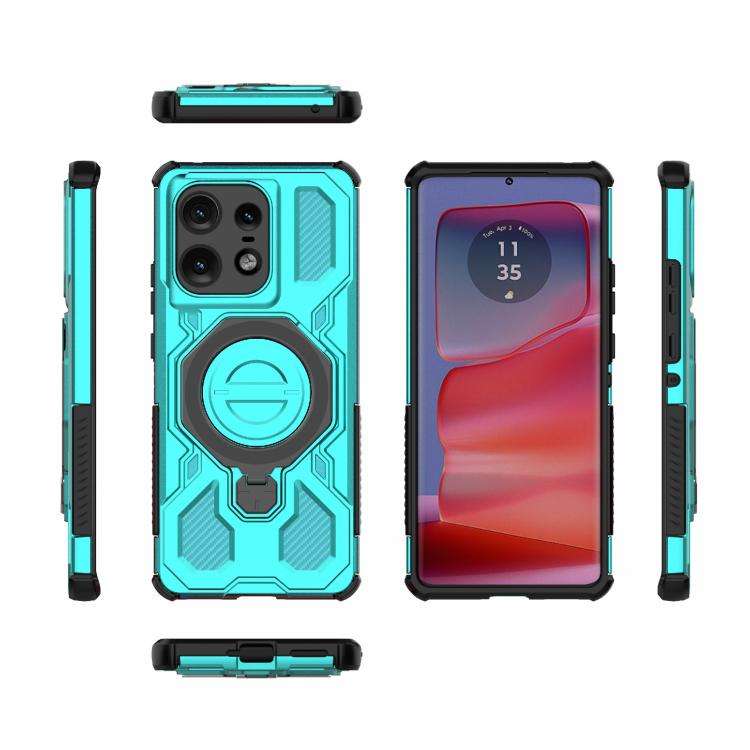 For Motorola Edge 50 Pro 5G Global J-20 Solid Color MagSafe Magnetic TPU+PC Phone Case(Lake Blue)