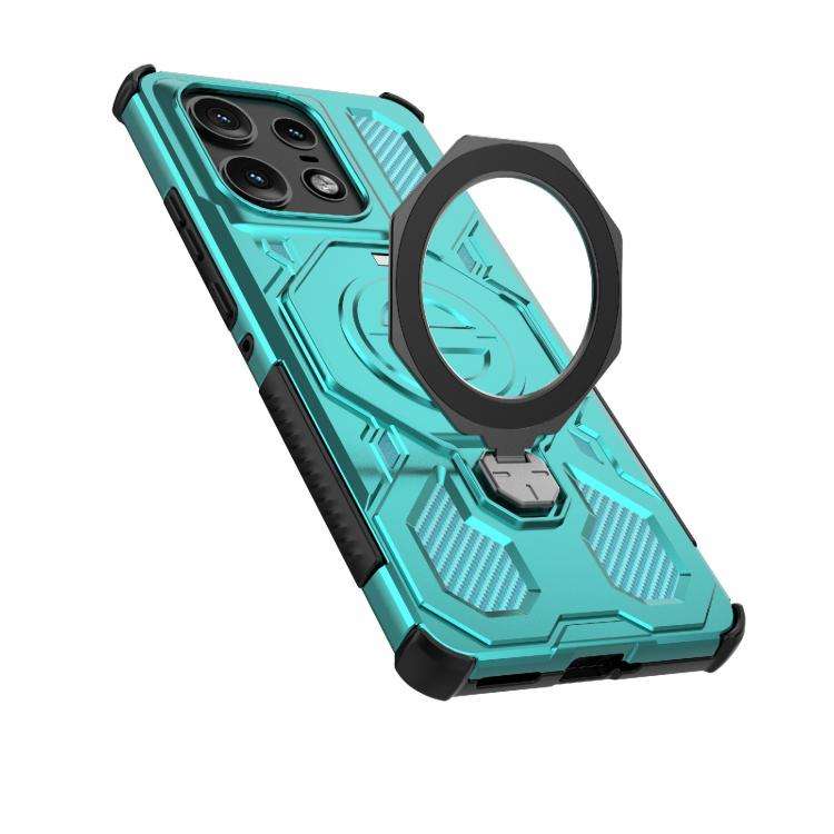 For Motorola Edge 50 Pro 5G Global J-20 Solid Color MagSafe Magnetic TPU+PC Phone Case(Lake Blue)