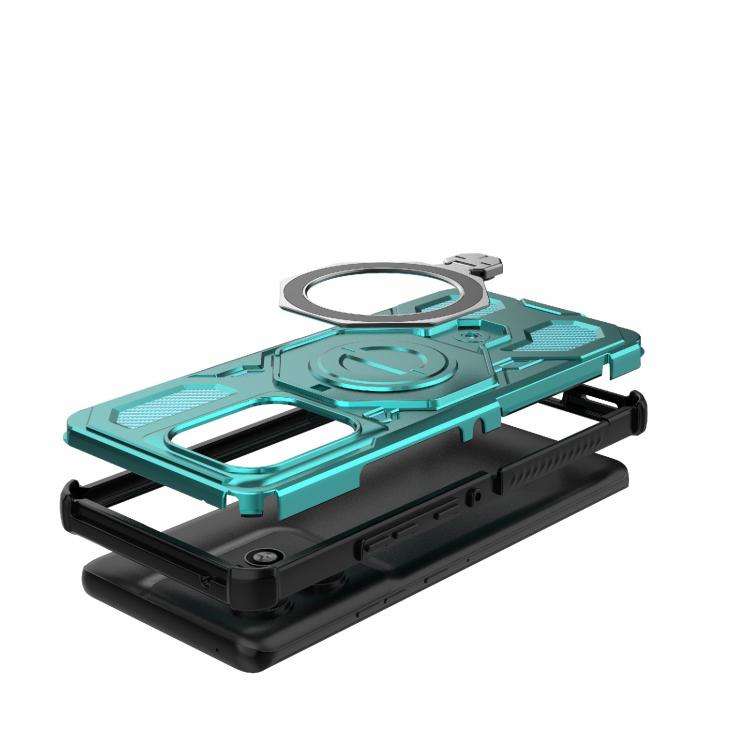For Motorola Edge 50 Pro 5G Global J-20 Solid Color MagSafe Magnetic TPU+PC Phone Case(Lake Blue)